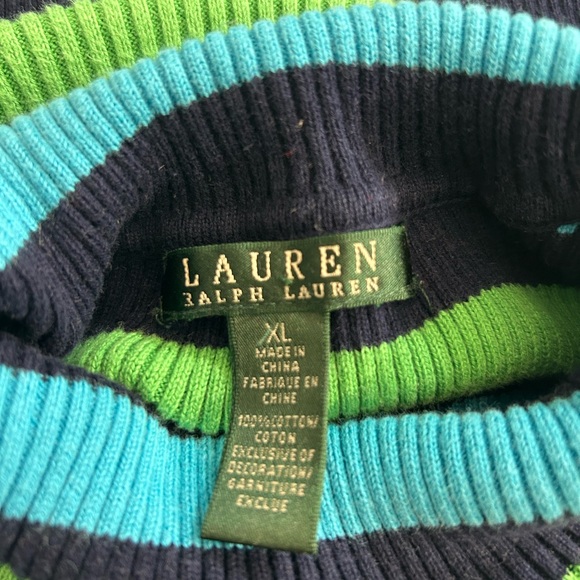 Lauren Ralph Lauren Striped Cowl Sweater - Black, Blue, and Green - Picture 5 of 7